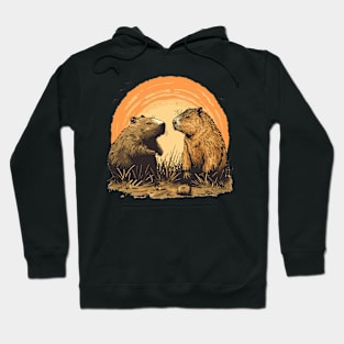 Wombat and Capybara Sunset Hoodie